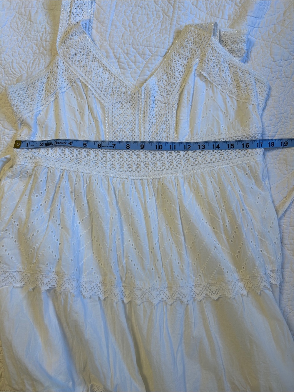 White Eyelet Tiered Sundress - Lightweight Summer Dress - Picture 6 of 6